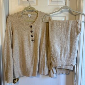 Stars Above Beige Button-Detail Sweater Set